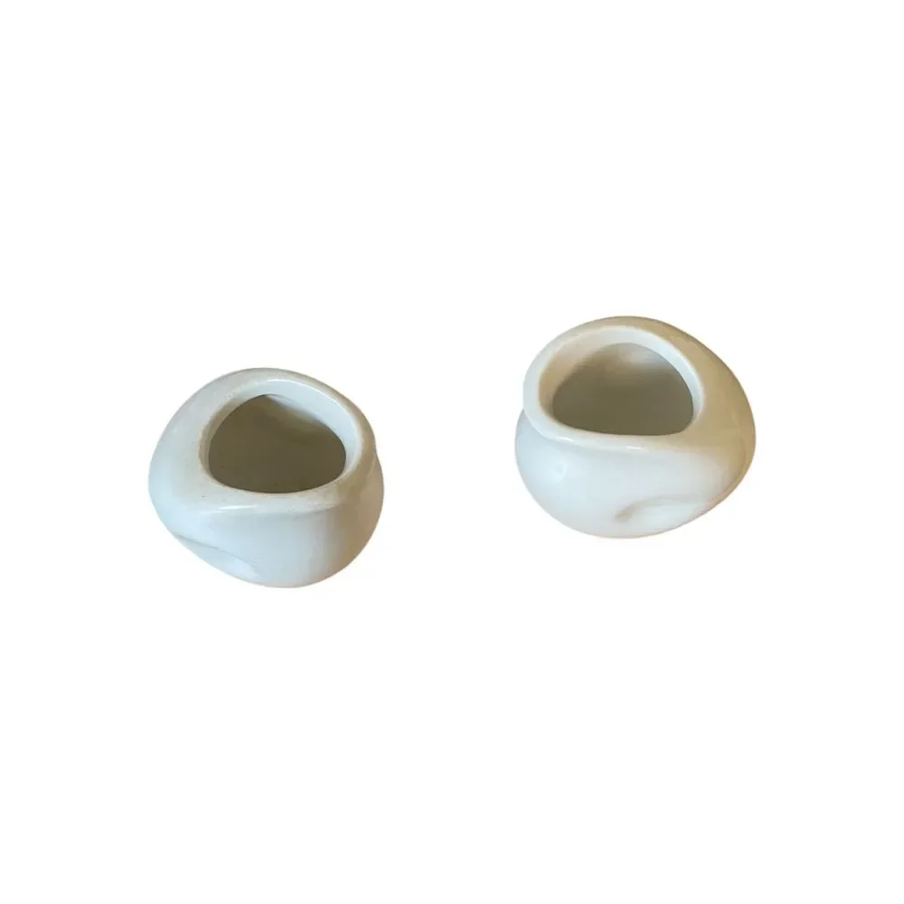 Pair Vintage Midcentury Anfora Pinched Porcelain Individual Creamer/Condiment